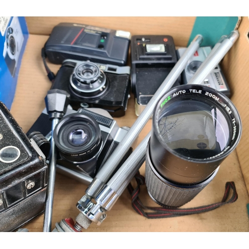 349 - Parcel of Vintage Cameras Photographic Equipment Tri-pod and Lenses. Shipping is available you can p... 