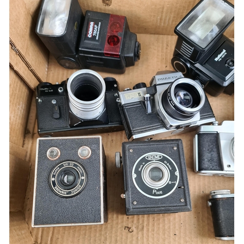 352 - Parcel of Vintage Cameras Photographic Equipment and Lenses. Shipping is available you can please as... 