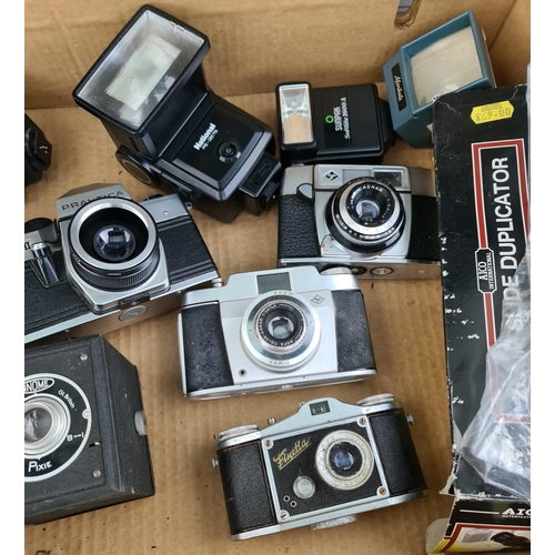 352 - Parcel of Vintage Cameras Photographic Equipment and Lenses. Shipping is available you can please as... 