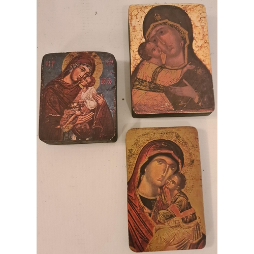 36 - Vintage 3 x Religious Icons. The largest measures 3 inches by 4.5 inches Shipping is available you c... 