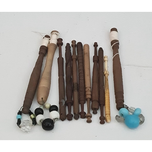 44 - Vintage 10 Assorted Lace Making Bobbins Each approximately 5 inches long Shipping is available you c... 