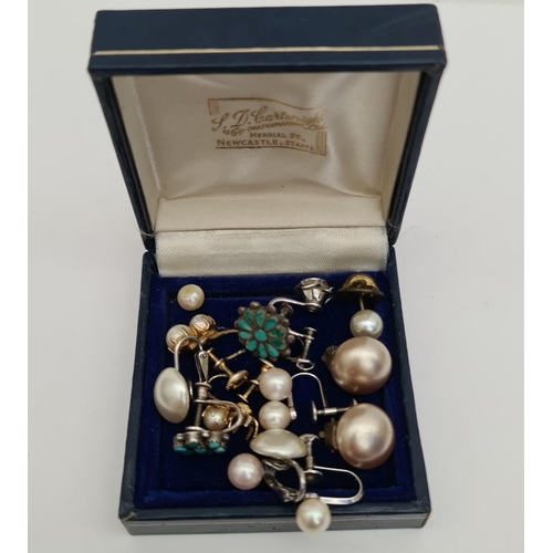 80 - Vintage Jewellery Box of Assorted Earrings Some Sterling Silver Shipping is available you can please... 