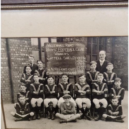 86 - Antique Framed Photograph Willenhall Road Boys Football Club c1920's Measures 13 inches by 12 inches... 