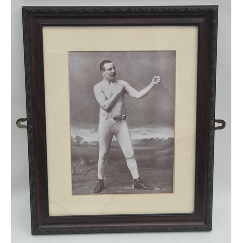 90 - Vintage Sporting Bare Fist Boxing Memorabilia. Framed and Mounted Print of Victorian Pugilist Measur... 