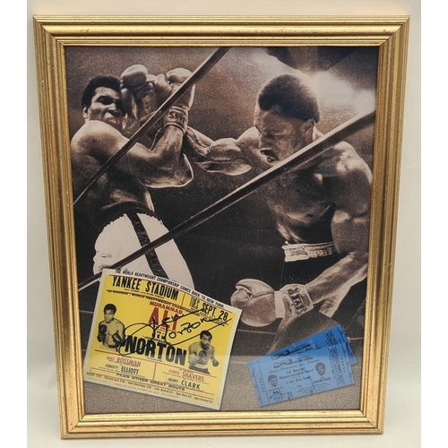 91 - Vintage Sporting Boxing Memorabilia Framed Facsimile Print of Ali v Norton Boxing Match With Facsimi... 