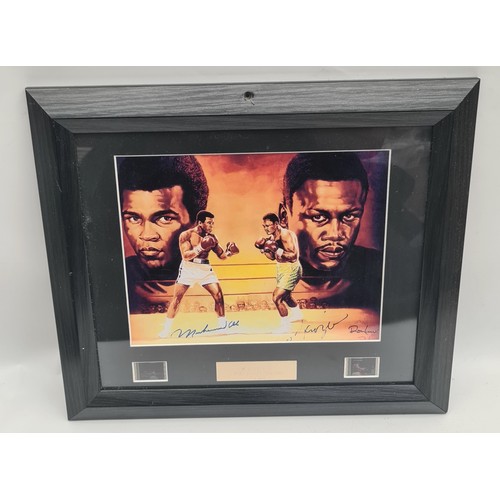 92 - Vintage Sporting Boxing Memorabilia Muhammed Ali Fights Joe Frazier Limited Edition Cells Framed and... 