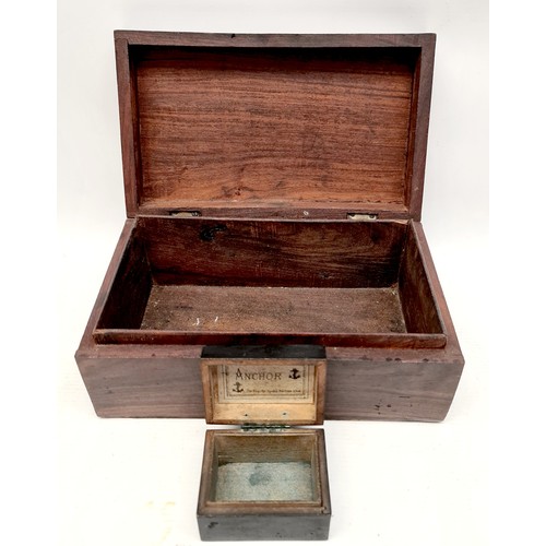 393 - Antique Boxes One Brass Bound Mahogany Measuring 25cm by 15cm by 10cm. Shipping is available you can... 