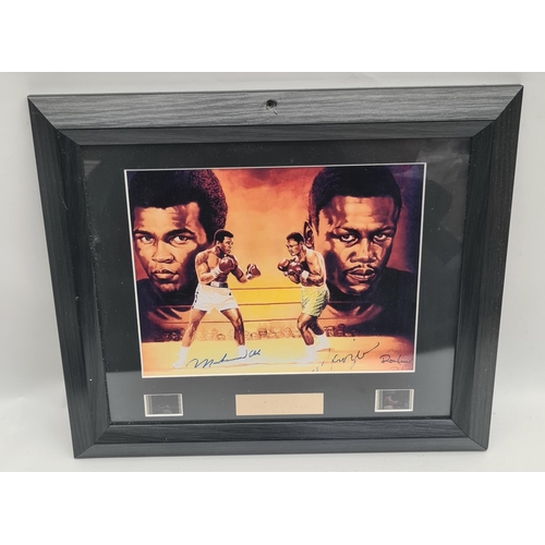 124 - Vintage Sporting Boxing Memorabilia Muhammed Ali Fights Joe Frazier Limited Edition Cells Framed and... 