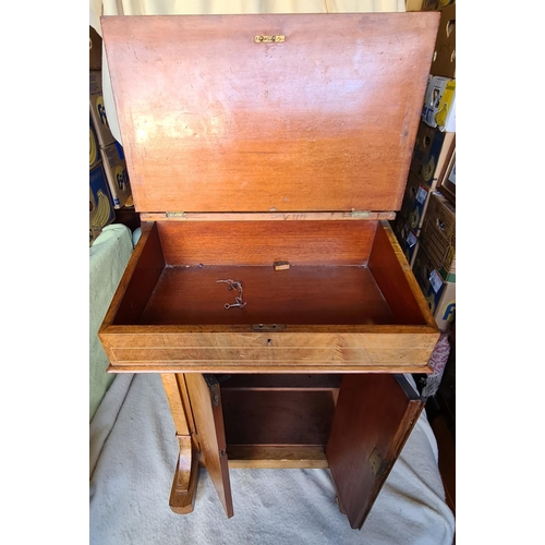 191 - Early 20th Century Ladies Davenport. Appears to be Mahogany. With Two Front Doors Inlaid With Geomet... 