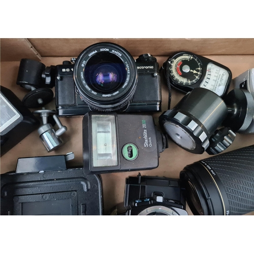 361 - Box of Assorted Cameras and Camera Related Items. Includes Minolta and Praktica. Shipping is availab... 