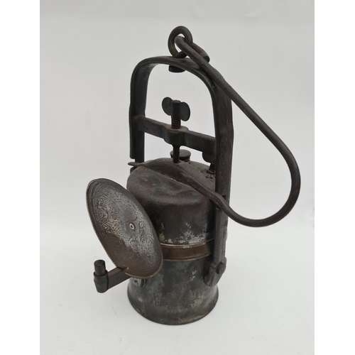 144 - Antique Premier Acetylene Miners or Railway Lamp Crestella Engineering Company Leeds. Measures 10 in... 