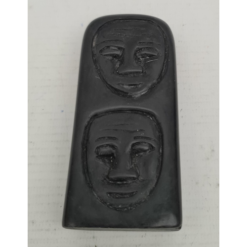 145 - Vintage Stone Carved Inuit Face Paperweight. Measures 4 inches tall. Shipping is available. Please a... 