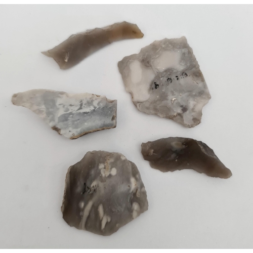 175 - Antique Late Palaeolithic 5 Flint Weapons Arrow Heads #5. Excavated in the late 1980's on Hengistbur... 