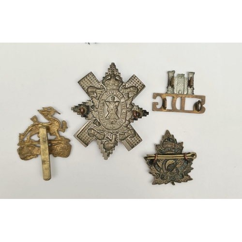 181 - 4 x Military Cap and Shoulder Badges Mounted Canada Rifles, 5th Royal Inniskilling Dragoon Guards, B... 