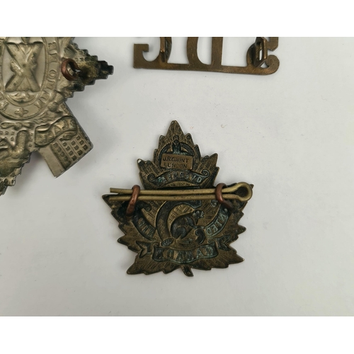 181 - 4 x Military Cap and Shoulder Badges Mounted Canada Rifles, 5th Royal Inniskilling Dragoon Guards, B... 