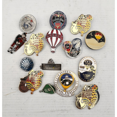 391 - 15 x Metal Badges Mostly Hot Air Ballooning. Shipping is available. Please ask for a quote before bi... 