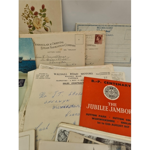 124 - Parcel of Ephemera Includes Letters Photographs Booklets  Postcards Sketches etc. Various subject ma... 