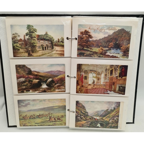 132 - Post Card Album Contains 150 Colour Postcards. Includes some military related, assorted street, coun... 