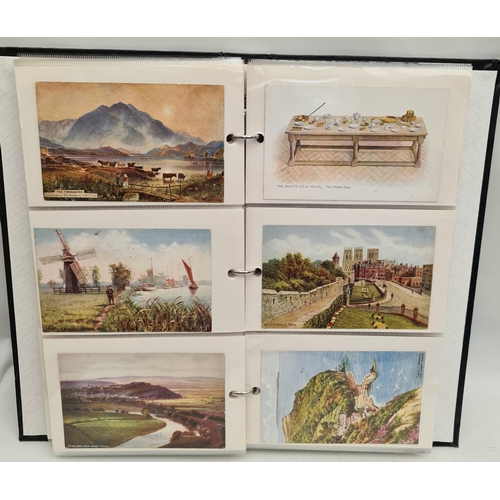 132 - Post Card Album Contains 150 Colour Postcards. Includes some military related, assorted street, coun... 