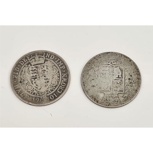 153 - British Coins Queen Victoria Half Crown 1901 and c1861 Shipping is available. Please ask for a quote... 