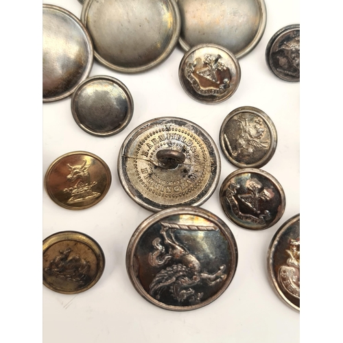 16 - Parcel of 21 Late 19th and Early 20th Century Silver Coloured Livery Buttons Measuring 25mm and 15mm... 