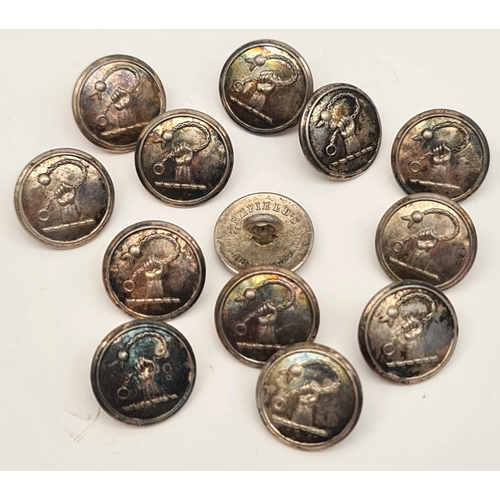 19 - Parcel of 13 Late 19th early 20th Century Silver Coloured Livery Buttons by Armfield's Birmingham. M... 