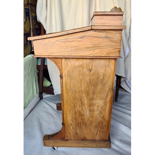 200 - Early 20th Century Ladies Davenport. Appears to be Mahogany. With Two Front Doors Inlaid With Geomet... 