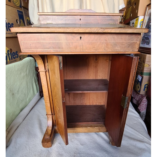 200 - Early 20th Century Ladies Davenport. Appears to be Mahogany. With Two Front Doors Inlaid With Geomet... 