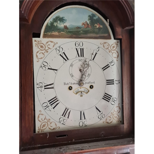 219 - Late 18th Century Oak and Mahogany Cross Banded Longcase Clock. Domed Hood With Broken Swan Neck Ped... 