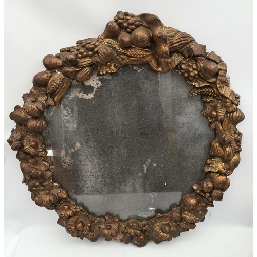 228 - Victorian or Earlier Oval Guilt Coloured Framed Wall Mirror in Distressed State Heavily Foxed. With ... 