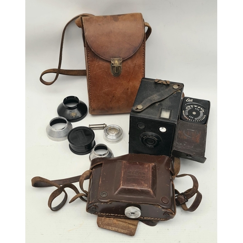 32 - Parcel of Cameras and Camera Equipment. Includes Box Brownie Junior, Zeiss Ikon and Ensign Selfix 42... 