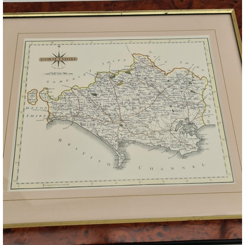 354 - Antique Framed Map of Dorsetshire. Originally framed and sold by Manuscript Ltd, England. Overall me... 