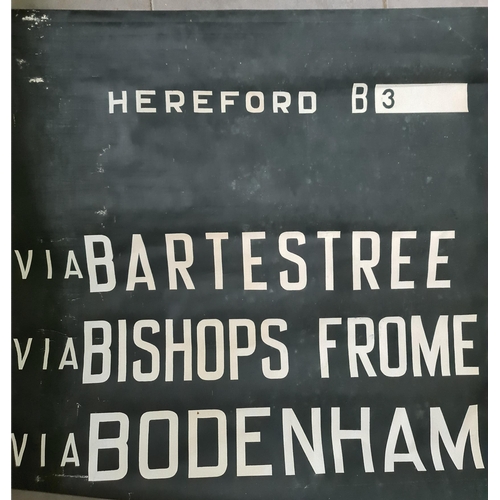 375 - Vintage Canvas Bus Destination Roll. Hereford and Surrounding Destinations Includes Cleehonger, Bode... 