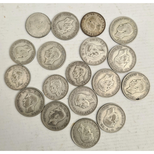 395 - Collectable Silver Coins 12 x George VI Half Crowns and 6 George VI Two Shilling Coins All pre 1947.... 