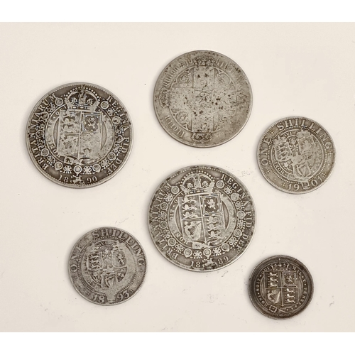 397 - Collectable Silver Coins Victoria Half Crown 1889 and 1890 Victoria Florin Victoria Sixpence 1887 Vi... 