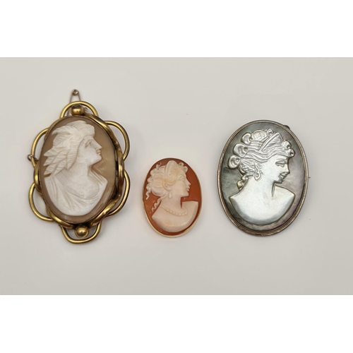 73 - Vintage Cameo Brooches 3 in Total The Largest Measures 2 inches long. Shipping is available. Please ... 