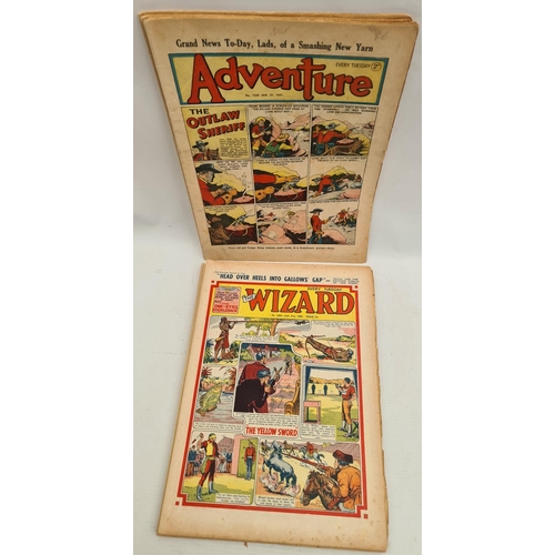 94 - 10 x 20th Century Comics or Boys Papers Adventure Comics Includes The Wizard issues 1955, Adventure ... 