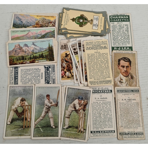 106 - Parcel of Cigarette Cards. 60 plus in total. Includes Wills Cricketers, Players Cricketers, Wills Ov... 