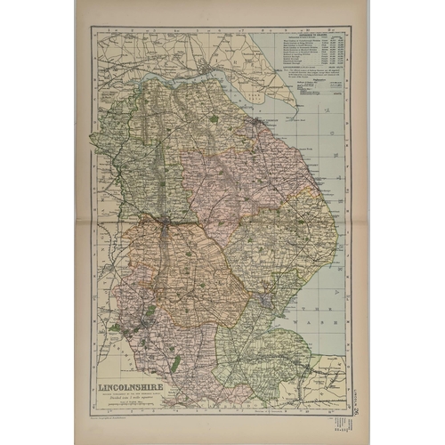 125 - Antique Map 1899 G. W Bacon & Co. Lincolnshire Not Framed. Measures 35cm by 53cm. From an original A... 