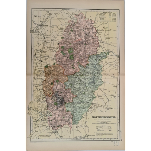 128 - Antique Map 1899 G. W Bacon & Co Nottinghamshire. Not Framed. Measures 35cm by 53cm. From an origina... 