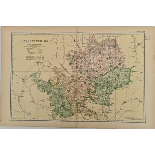 130 - Antique Map 1899 G. W Bacon & Co . Hertfordshire Not Framed. Measures 35cm by 53cm. From an original... 