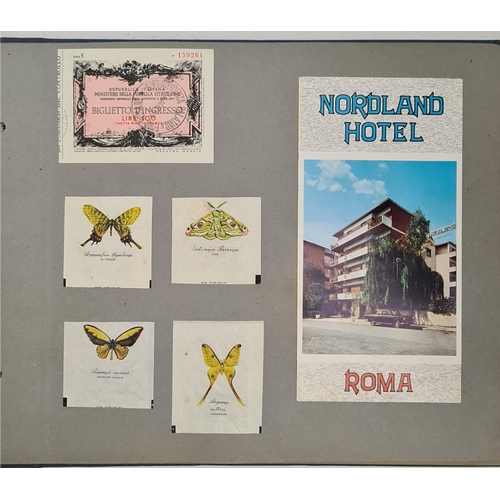 138 - Vintage Travel Scrapbook Italy 1960's. Includes Continental Postcards etc. Shipping is available. Pl... 