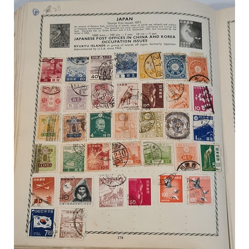 145 - The Triumph Stamp Album With Approximately 1800 World Stamps. Includes various Commonwealth Victoria... 