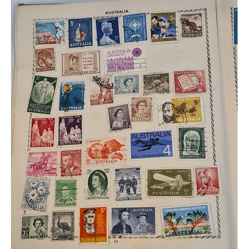 145 - The Triumph Stamp Album With Approximately 1800 World Stamps. Includes various Commonwealth Victoria... 