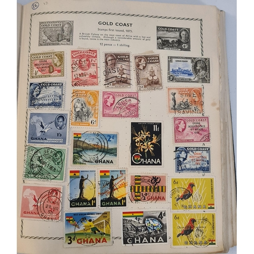 145 - The Triumph Stamp Album With Approximately 1800 World Stamps. Includes various Commonwealth Victoria... 