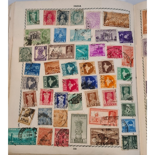 145 - The Triumph Stamp Album With Approximately 1800 World Stamps. Includes various Commonwealth Victoria... 