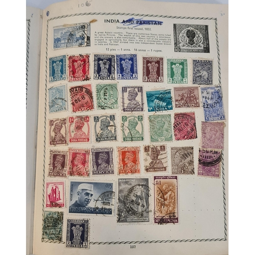 145 - The Triumph Stamp Album With Approximately 1800 World Stamps. Includes various Commonwealth Victoria... 