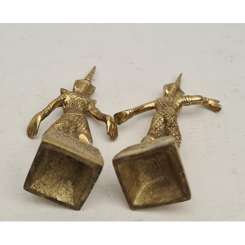 147 - Two Early 20th Century Siam now Thailand Brass Dancing Figures. Each measures 12cm tall. Shipping is... 