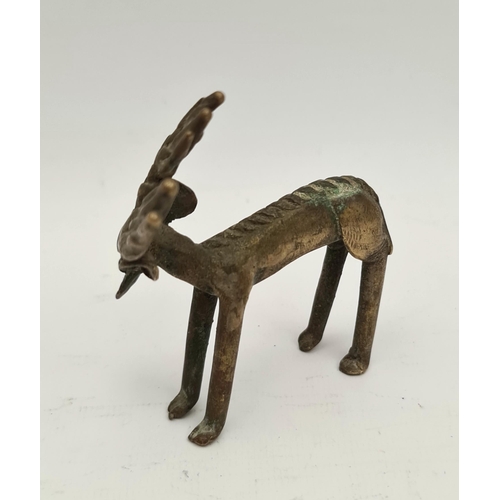 148 - Early 20th Century West African Ashanti Akan Bronze Gold Weight Figure Shaped As a Deer. Measures 7c... 