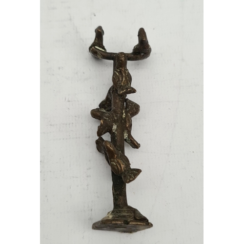 149 - Early 20th Century West African Ashanti Akan Bronze Gold Weight Figure Shaped As a Tree of Birds Dee... 